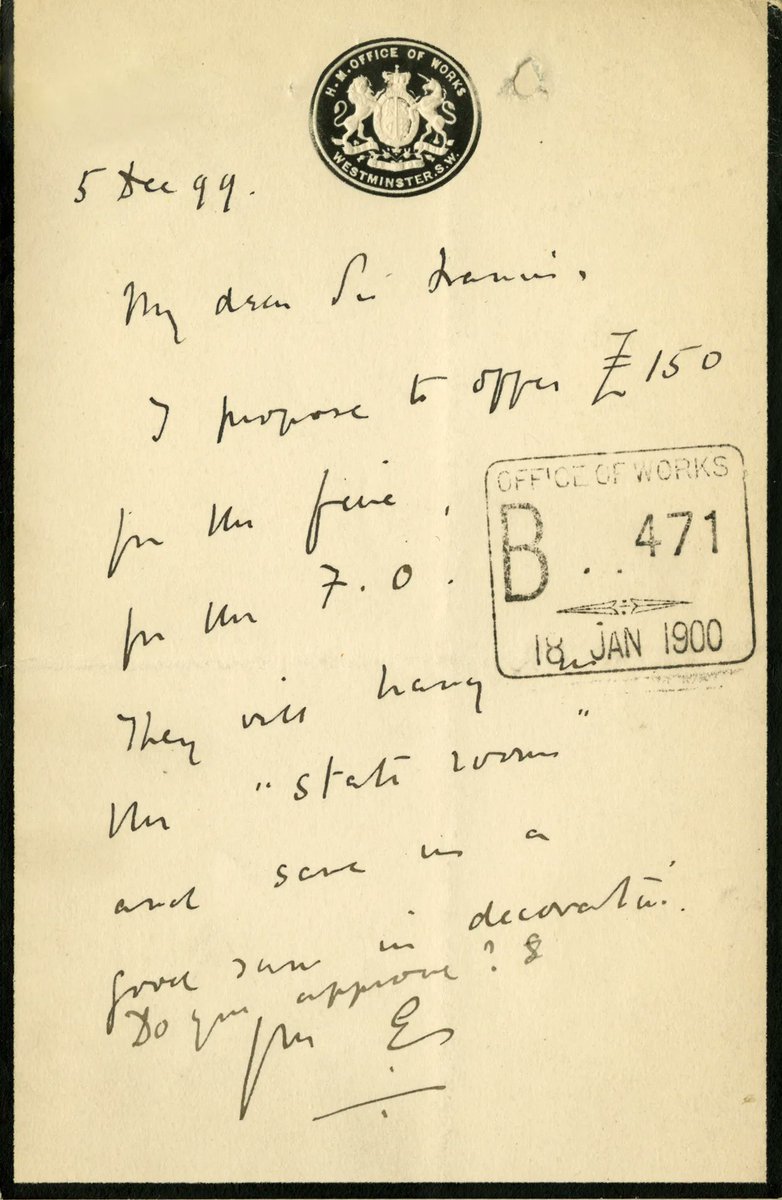 GovArtCol's tweet photo. Did you know – the #GovernmentArtCollection dates back to 1899 when a few paintings were bought as an inexpensive way of sprucing up tired-looking government rooms in Whitehall.

Today this memo is considered the foundation document of the Collection: https://t.co/y0sKcIa5fY https://t.co/pEE8K4sUar