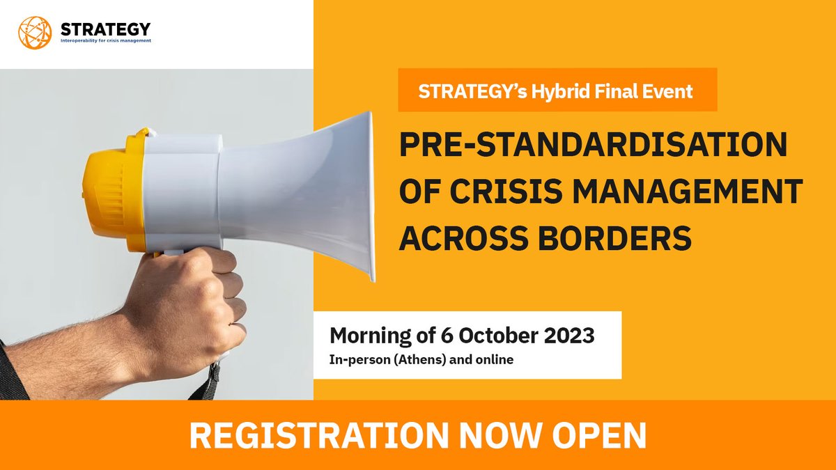 📢Registration for our final event is now OPEN📢

Interested in crisis management across borders? Join us for our final event in Athens, Greece, or remotely.

To register, follow this link: ow.ly/kuPE50PGNP7

For more information, click here: ow.ly/Ty3y50PGNP6