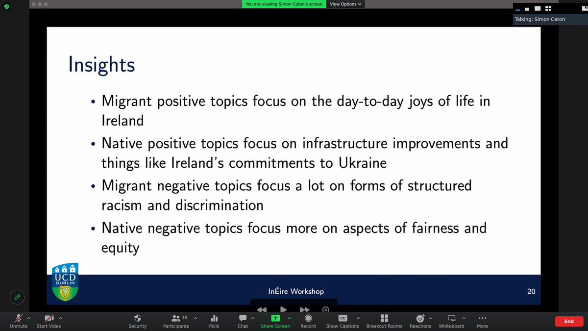 ArjumandYounus's tweet photo. A very important finding in relation to topics within tweets of migrants vs natives as pointed by Dr Simon Caton (co-PI of @IneireP - project under @IrishResearch COALESCE scheme) https://t.co/bTysHItMjP