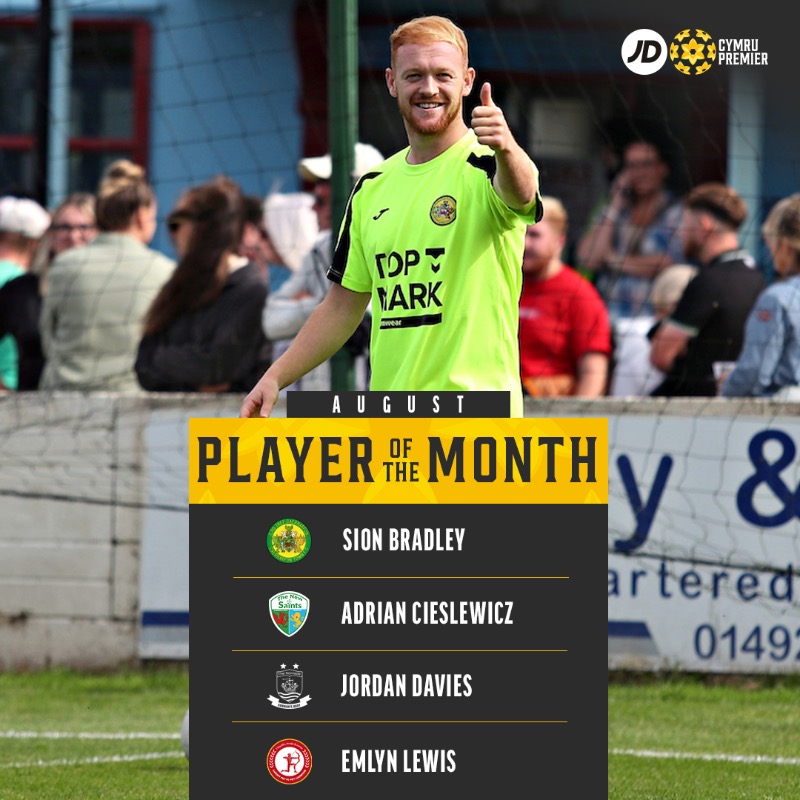 CymruLeagues's tweet photo. 🥁 Presenting the shortlist for July/August's Player and Manager of the Month awards across the #JDCymruLeagues.

🗳️ Pick your winners below, before the result is combined with a league and independent voting panel 👇