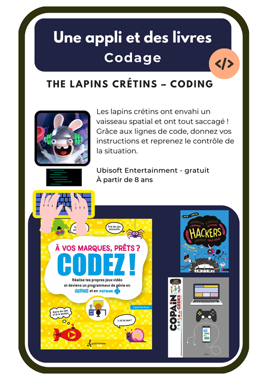{Une appli et des livres] Spécial codage informatique - Sur place en section jeunesse #paris20 #bib2paris #code #applications #ipad