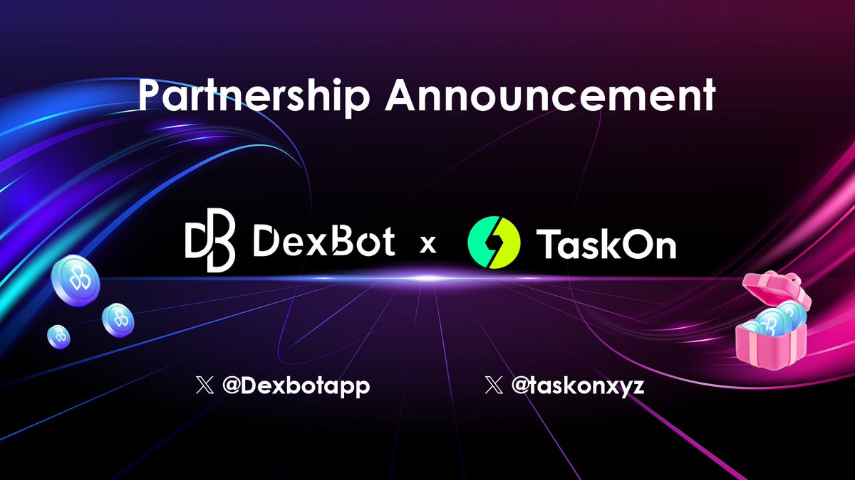 Dexbotapp's tweet image. 🤖Exciting partnership alert! 

🤖Join forces with @taskonxyz  to increase the completion of various Web3 tasks in a decentralized way.🧩

📢As part of the celebration, @Dexbotapp will be giving away 2,000 $DEXBOT rewards to 5 lucky participants! 🎁

⏰Join…