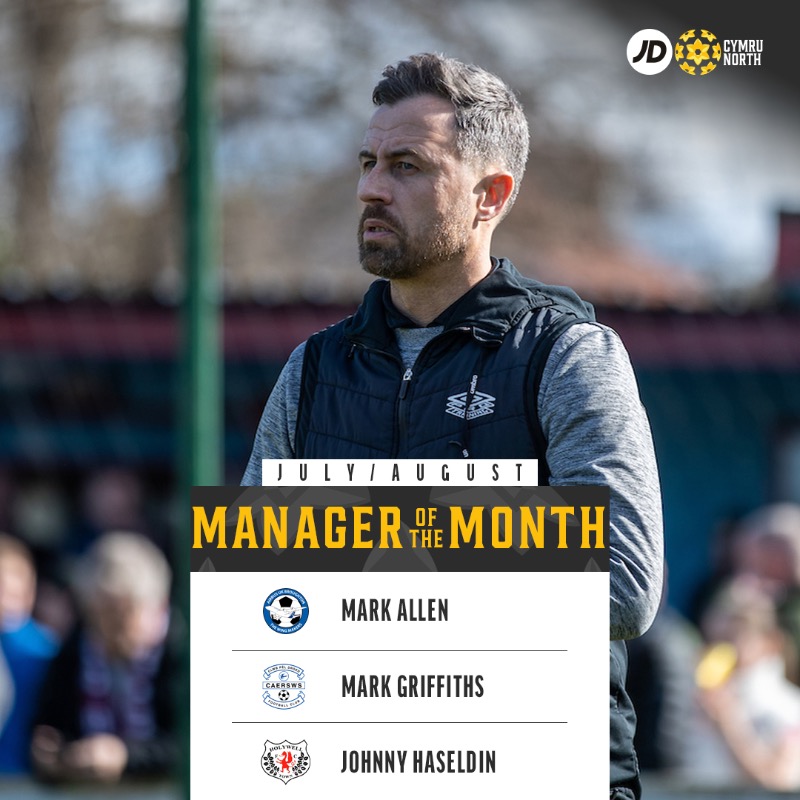 CymruLeagues's tweet photo. 🥁 Presenting the shortlist for July/August's Player and Manager of the Month awards across the #JDCymruLeagues.

🗳️ Pick your winners below, before the result is combined with a league and independent voting panel 👇
