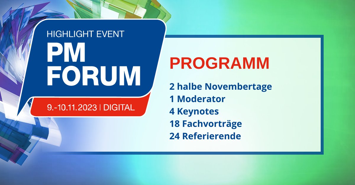 𝗣𝗠  𝗙𝗼𝗿𝘂𝗺 𝗗𝗶𝗴𝗶𝘁𝗮𝗹 𝟮𝟬𝟮𝟯: 𝗘𝗻𝘁𝗱𝗲𝗰𝗸𝗲𝗻 𝗦𝗶𝗲 𝗱𝗶𝗲  𝗭𝘂𝗸𝘂𝗻𝗳𝘁 𝗱𝗲𝘀 𝗣𝗿𝗼𝗷𝗲𝗸𝘁𝗺𝗮𝗻𝗮𝗴𝗲𝗺𝗲𝗻𝘁𝘀!

𝗦𝗶𝗰𝗵𝗲𝗿𝗻 𝗦𝗶𝗲 𝘀𝗶𝗰𝗵 𝗷𝗲𝘁𝘇𝘁 𝗜𝗵𝗿 𝗧𝗶𝗰𝗸𝗲𝘁:
pm-forum.de/pm-forum-digit…

#GPM_IPMA #projektmanagement #pmforum