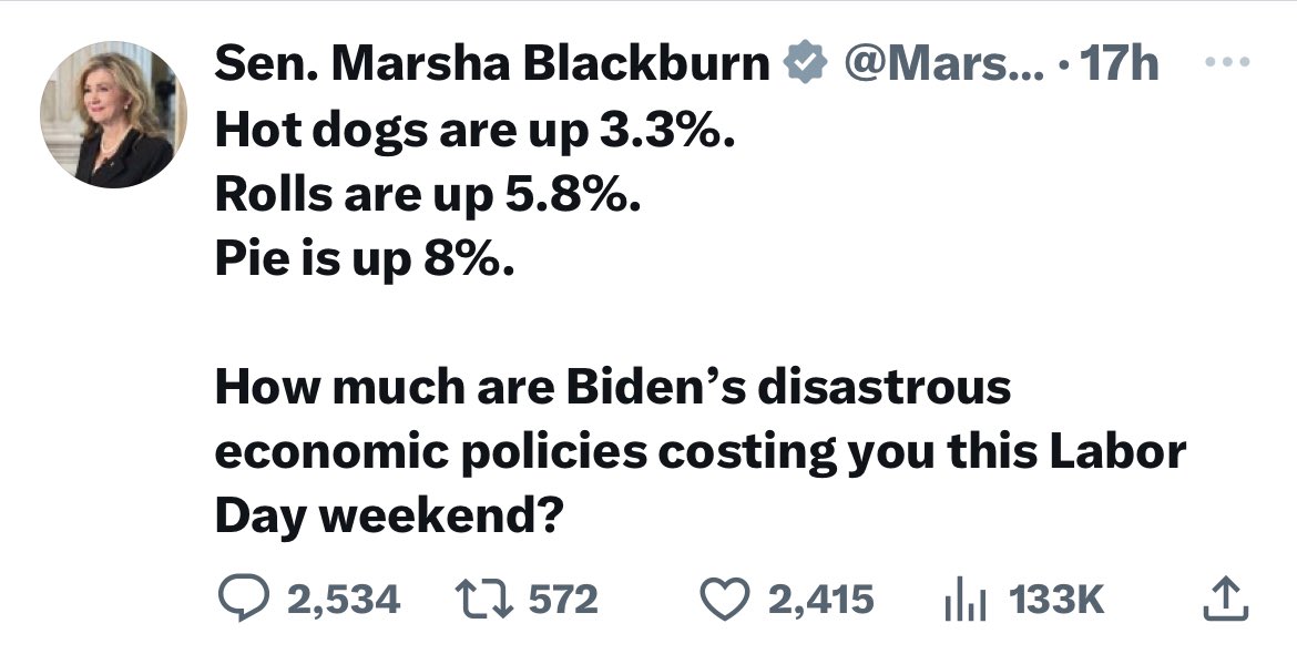 AmoneyResists's tweet image. Biden’s “disastrous” policies have yielded:
—9 straight months of inflation reduction (to below the 2% target)
—The lowest unemployment rate in decades
—Return of GDP to pre-pandemic levels
—American consumption of goods to levels not seen since before the 2008 financial crisis
