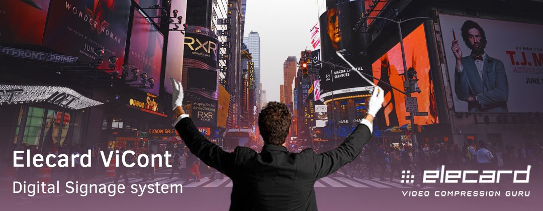 Meet our new #Digital_Signage product! #Elecard #ViCont is a unique system for delivering targeted content to viewers. It allows you to centrally manage the content playout, collect statistics, and monitor the quality of delivery in real time. Read more: bit.ly/3Eq4Tfr