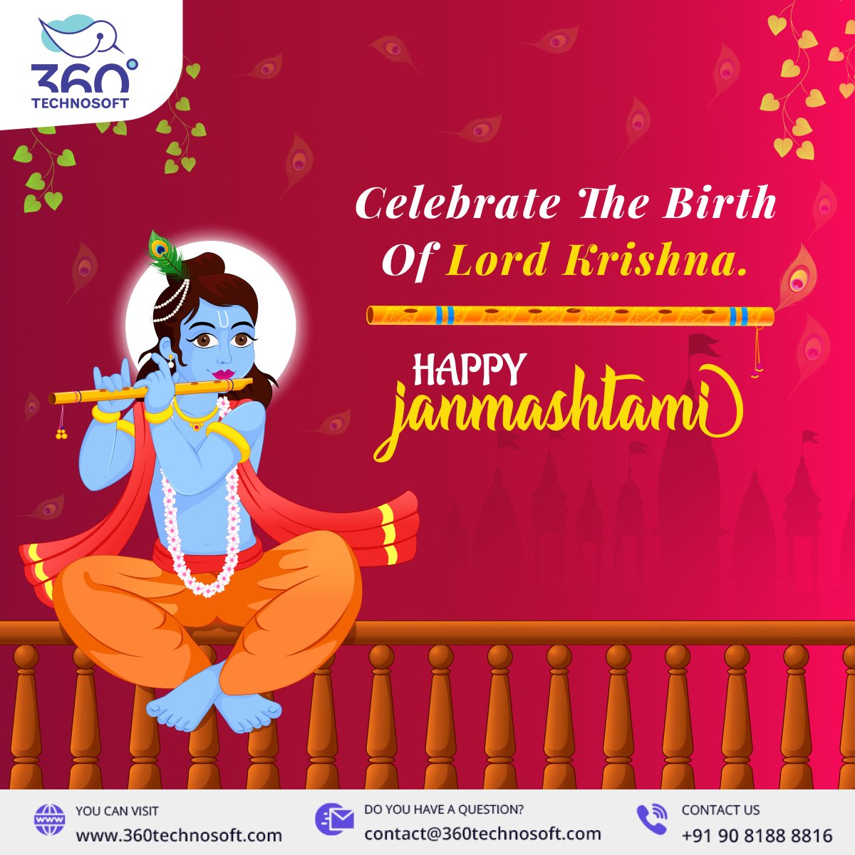 360technosoft's tweet image. May the melodious tunes of Lord Krishna&apos;s flute fill your life with love, joy, and harmony. Wishing you a blessed Janmashtami! 🌟🙏

#Janmashtami2023 #DivineMelodies
