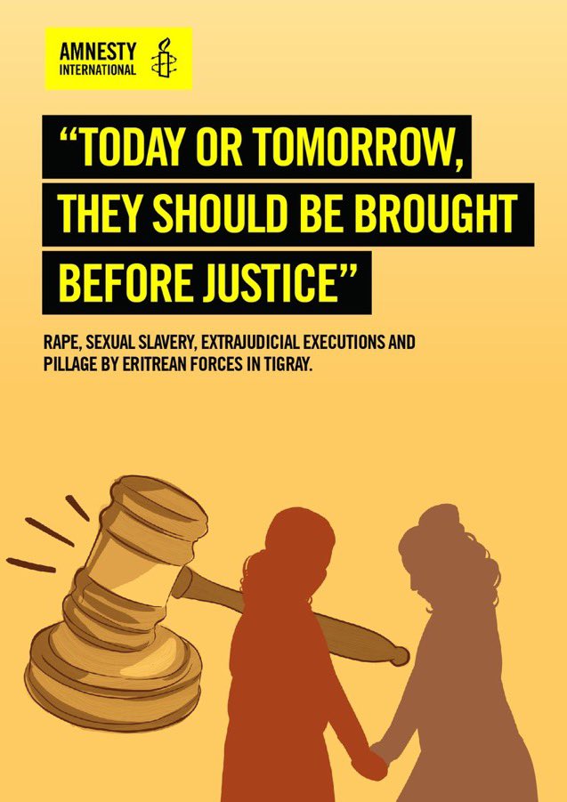 Sarah Jackson (@sjeastafrica) on Twitter photo New <a href="/amnesty/">Amnesty International</a> report out today on rape, sexual slavery, extrajudicial executions & pillage of civilians by Eritrean soldiers in #Tigray #Ethiopia including after the cessation of hostilities agreement amnesty.org/en/latest/rese… 1/2 New <a href="/amnesty/">Amnesty International</a> report out today on rape, sexual slavery, extrajudicial executions & pillage of civilians by Eritrean soldiers in #Tigray #Ethiopia including after the cessation of hostilities agreement amnesty.org/en/latest/rese… 1/2