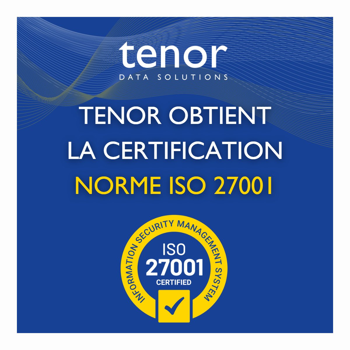 📣 NEWS ALERT : Tenor a obtenu la certification ISO 27001 pour sa solution de e-invoicing eDemat. Une nouvelle étape est ainsi franchie vers l'immatriculation de notre Plateforme de Dématérialisation Partenaire (PDP) 
En savoir plus : tenorsolutions.com/tenor-certific…