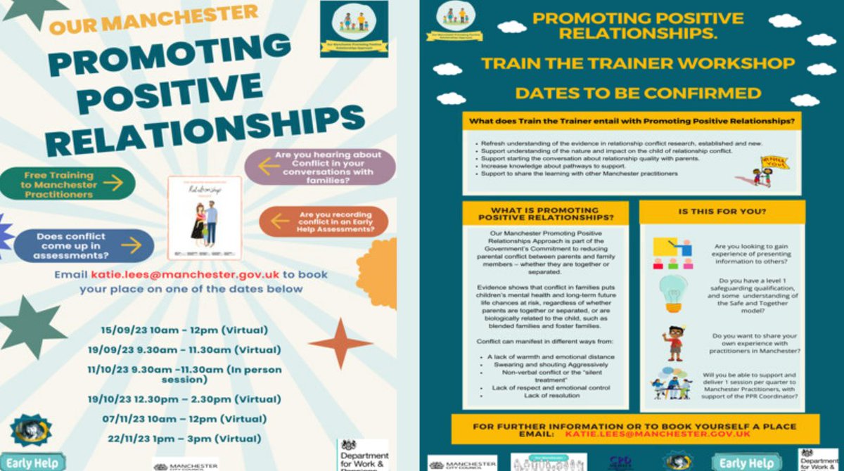 PPRmcrEarlyHelp's tweet photo. Check out our SEPTEMBER 2023 Newsletter, Refresher about what is Relationship Conflict and training sessions available for practitioners.
#PromotingPositiveRelationships https://t.co/jLnqyrEA6i