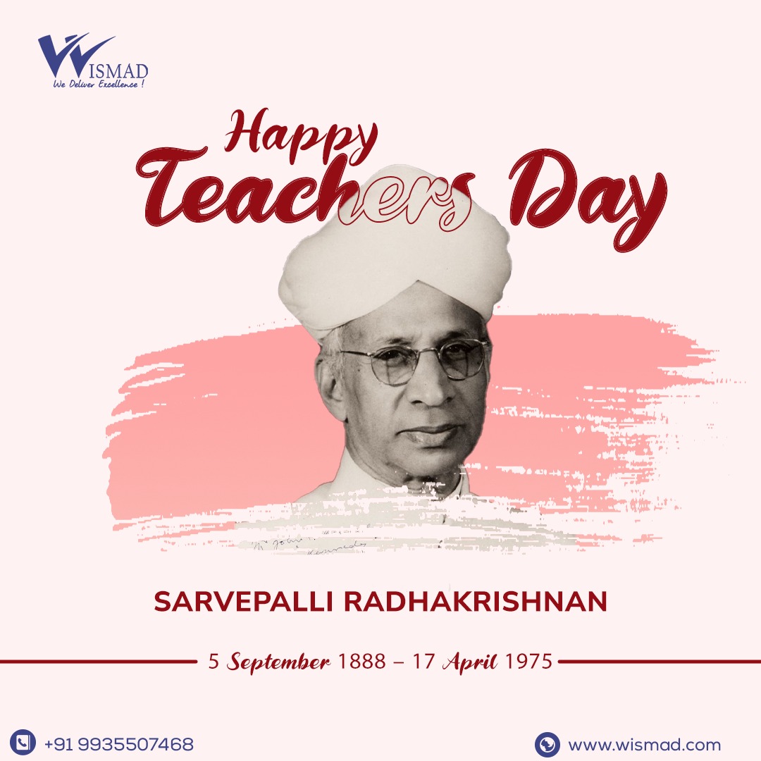 wismaddotcom's tweet photo. #TeachersDay greetings on the occasion of the birth anniversary of Bharat Ratna Dr. Sarvepalli Radhakrishnan ji, a scholar, statesman, and one of India’s most distinguished teachers.

We salute to all the teachers for their invaluable contribution to our society.
#शिक्षक_दिवस https://t.co/JNjchYmEdl