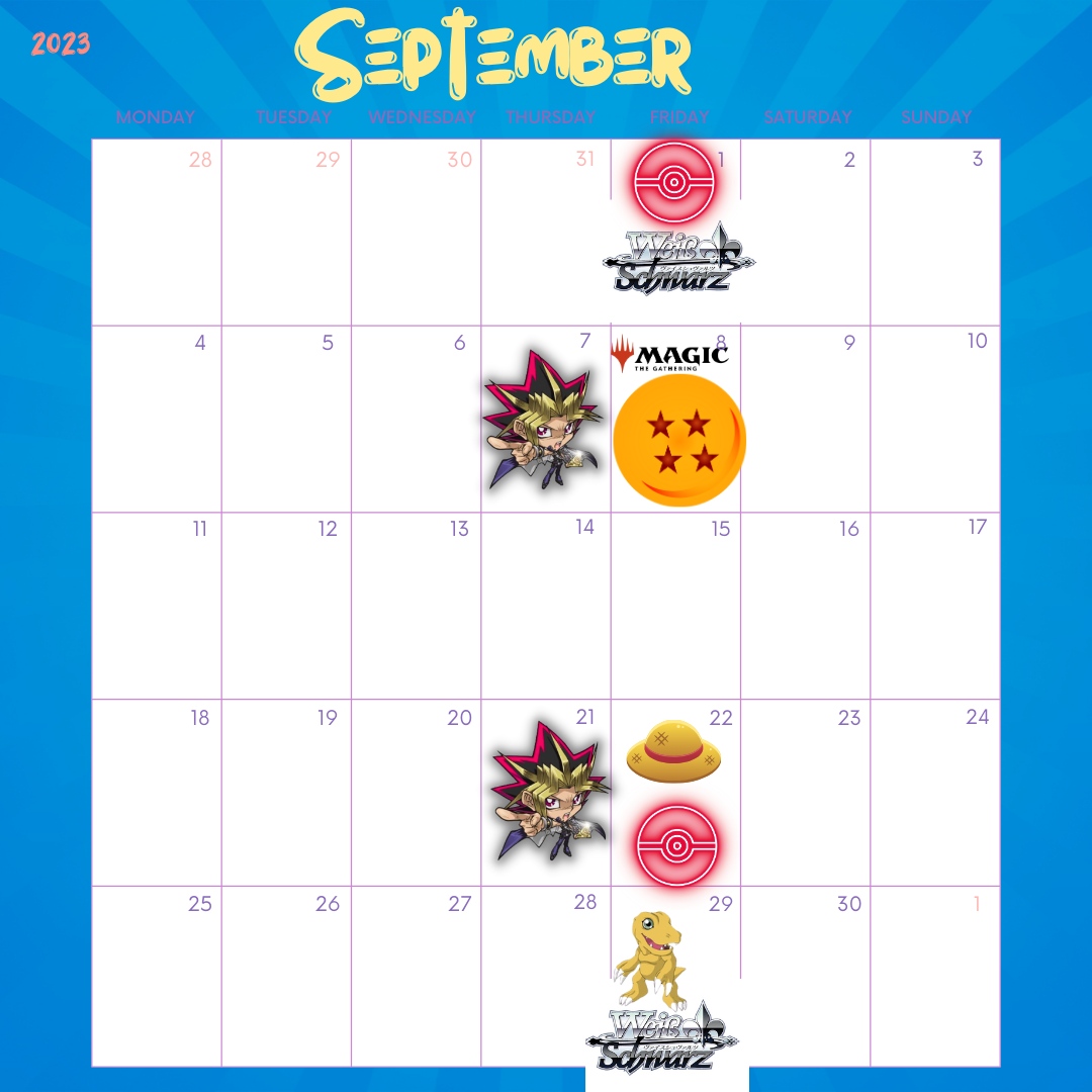 GatetotheGames's tweet photo. Auch der September ist vollgepackt mit einem Release nach dem Anderen. Damit ihr die Übersicht behaltet, gibt es von uns einen kleinen Spickzettel.
#Releaseplan #Release #magicthegathering pokemontcg #yugiohtcg #onepiecetcg #pokemon151 #wildsofEldraine #gatetothegames #digimontcg https://t.co/H2TiriI5Bp