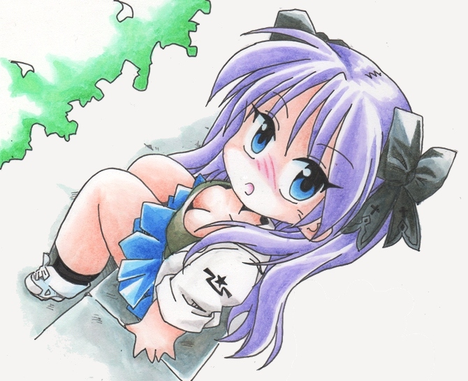 柊かがみ 「#皆さんの作品の上からの俯瞰で魅せて下さい 「どこ見てんのよ?」 」|Norioのイラスト