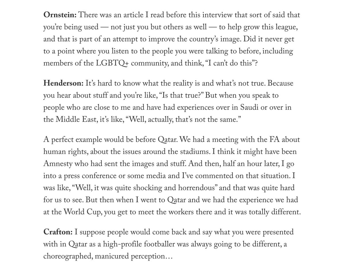 HITCSevens's tweet photo. I think we might have been too quick to judge Jordan Henderson.

It was easy to consider him a duplicitous hypocrite after his move to Saudi Arabia, but reading his recent interview with The Athletic, it's evident that he's actually just a credulous imbecile. https://t.co/HARn2rVhEQ