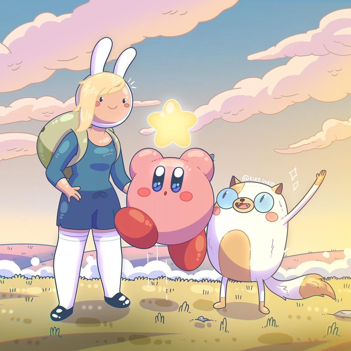 More Fionna and Cake and Kirby!!! . #digitalart #FionnaandCake #kirby #art  #nintendo, image size:1200x1200