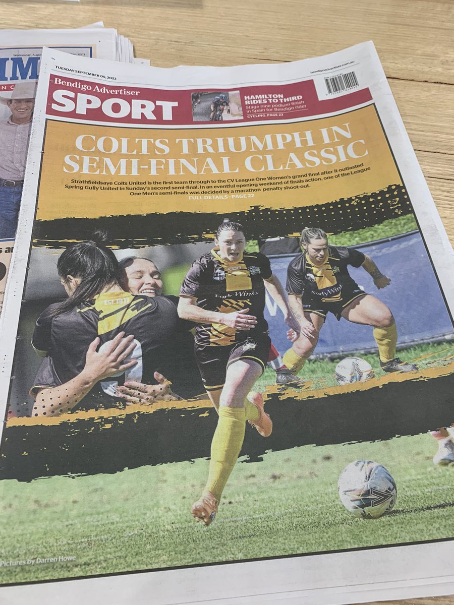 coltsunited_fc's tweet photo. Making it on the back page in the midst of footy finals.

We’re kind of a big deal.

#YTG #yeahthegirls https://t.co/koSpakJXcx