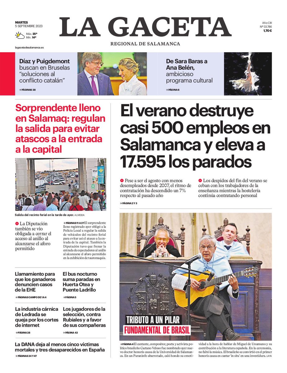 unsproducoes's tweet photo. A cerimônia de doutoramento honoris causa de @caetanoveloso pela Universidad de Salamanca (@usal) foi destaque na imprensa espanhola: @LaGacetaSA e @nortecastiIla. 📰❤️

https://t.co/Zshhepuqtt

https://t.co/zsOH5NQLE7 https://t.co/CAiMlLxNmX