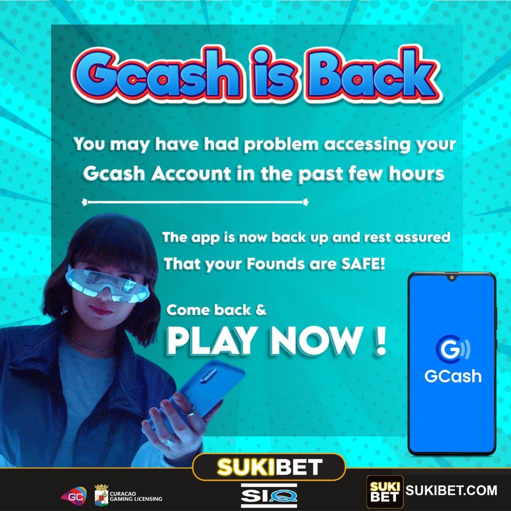 SukiBet's tweet photo. 🌟 GCASH IS BACK! 🌟 

✅  The app is now back  and rest assured That your Founds are SAFE ! 

🎮 Come back &amp; PLAY NOW ! 

👍Visit our Official Pages:
➡️  https://t.co/GVHtXhvSXS 

#sukibet #memes #winning #poker #Sportbook #retrogaming #gameplay https://t.co/5fj8QiDoZA