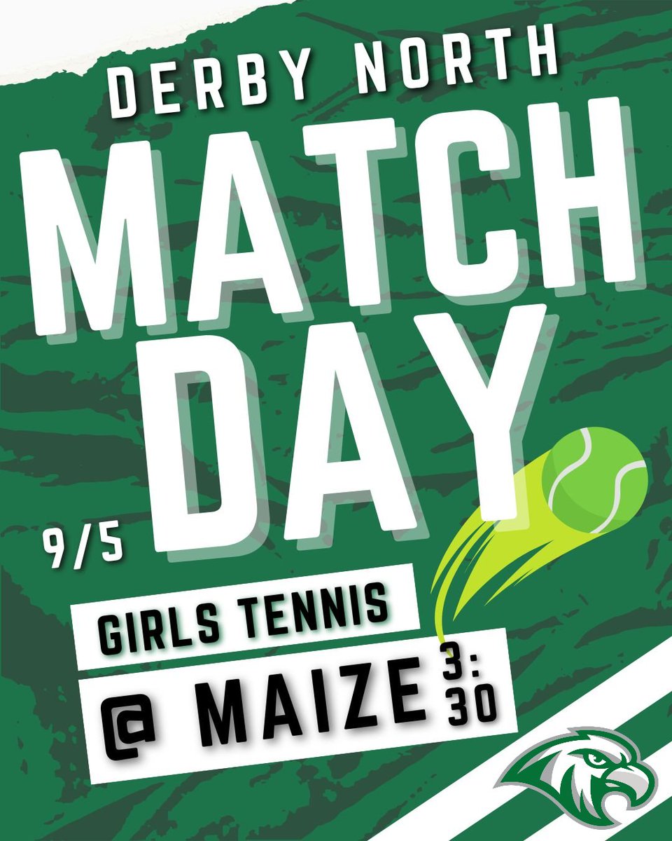 DNMSFalcons's tweet photo. Good luck to our girls tennis team today as they head to Maize to take on the Eagles! Let's go Falcons!! 💚🎾 

#GreenIsMagic #WeAreOne #DNMS https://t.co/gXDJuWrFdv