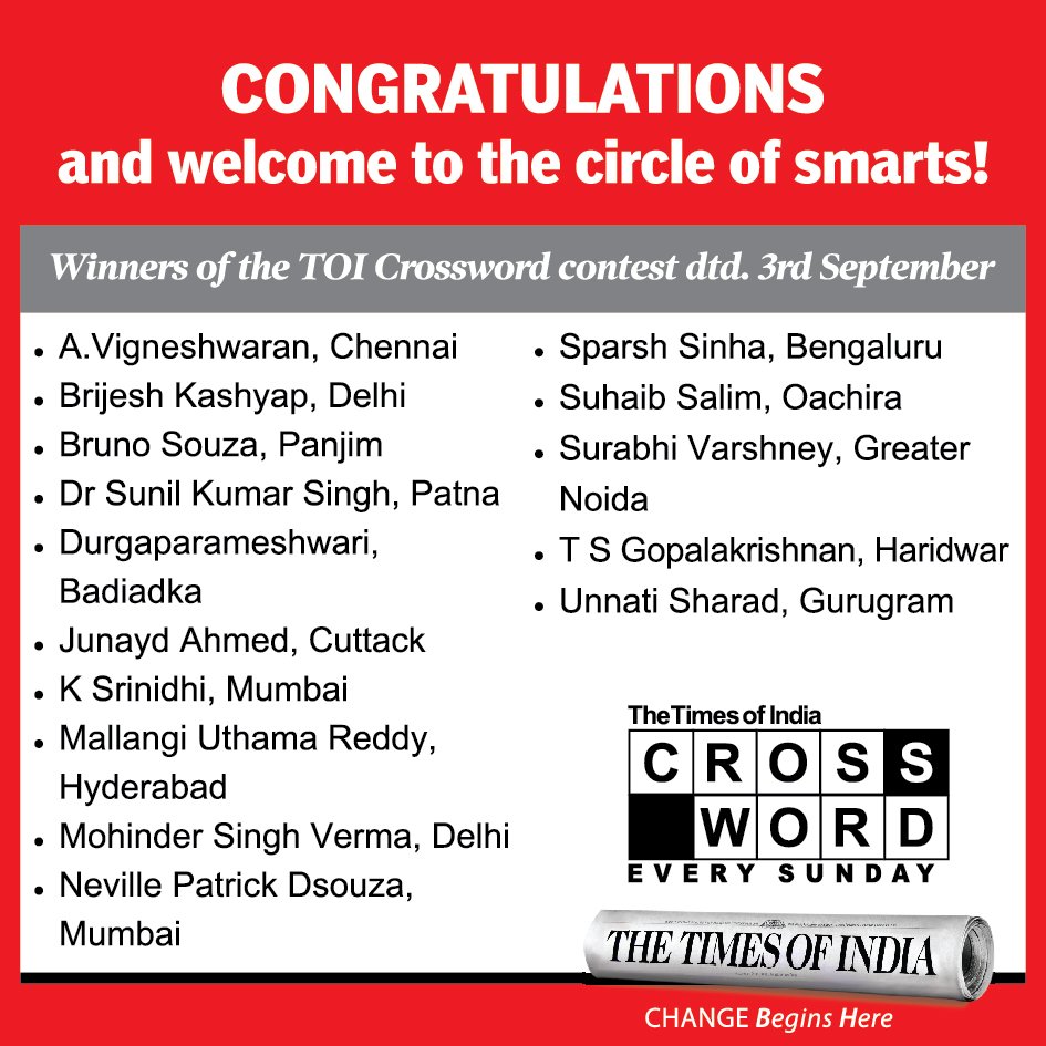 The Times Of India Crossword tweet media