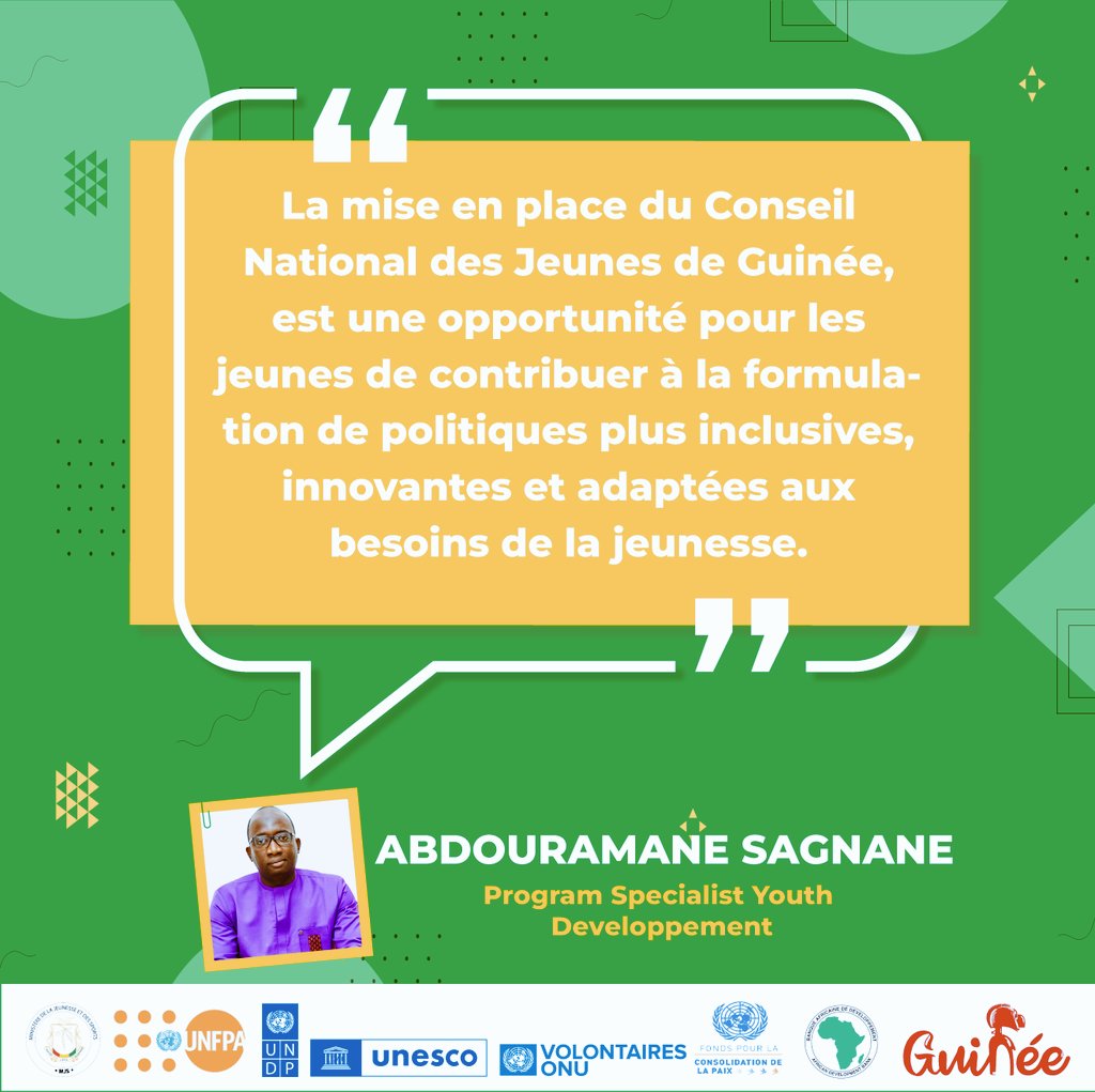 👉👉CNJ GUINÉE 👈👈
<a href="/pvnuguinee/">VNU Guinée</a> 
<a href="/PNUDGuinee/">PNUD Guinée</a> 
<a href="/MJS_GN/">Ministère de la Jeunesse et des Sports</a> 
<a href="/PBF_Guinee/">Fonds pour la Consolidation de la Paix-Guinée</a> 
<a href="/unfpa_guinee/">UNFPA GUINEE</a>