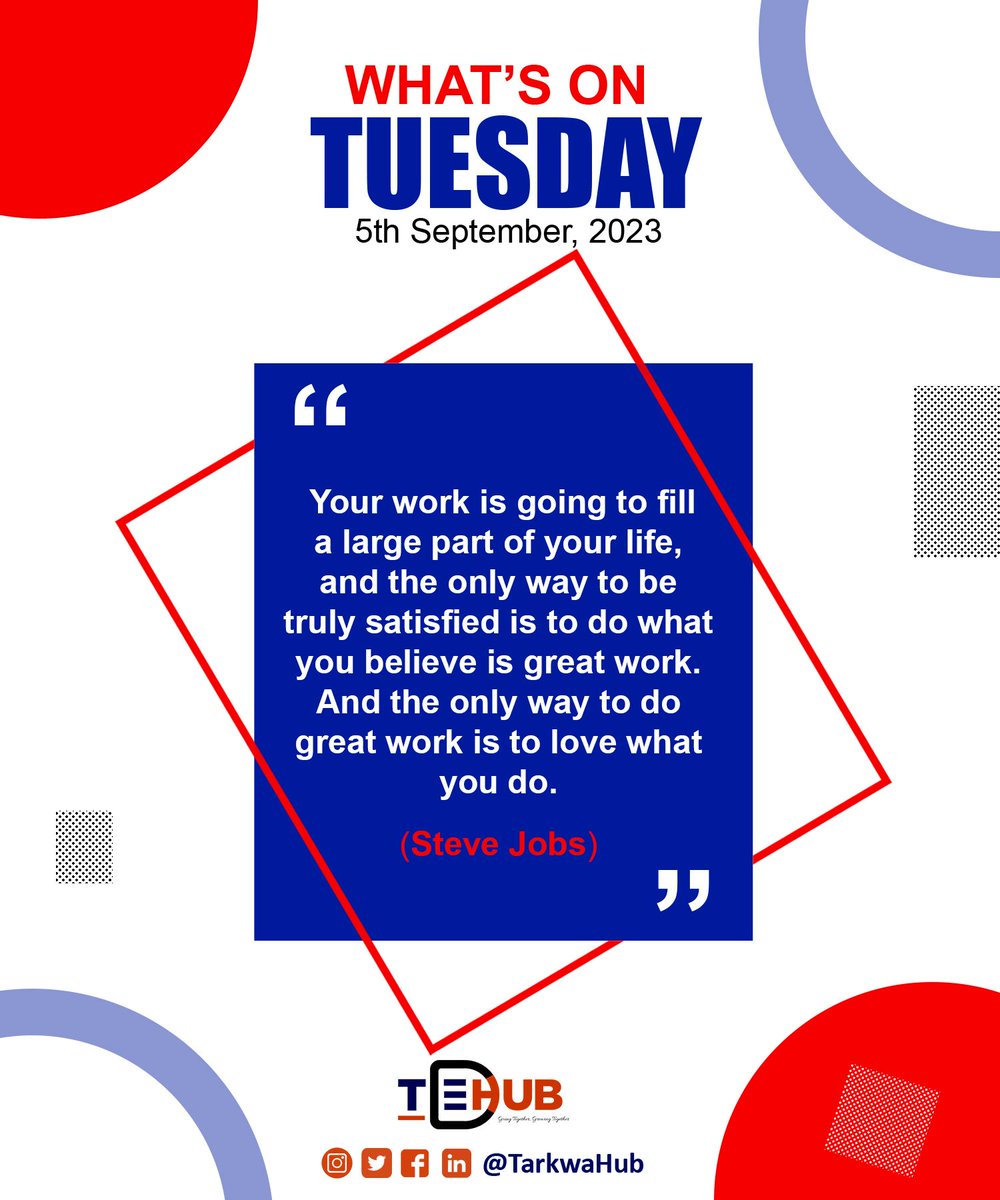 Your work is a big part of your life. To be truly satisfied, do what you believe is great work. And the only way to do great work is to love what you do. 💼❤️ #PassionAtWork #SteveJobs #Greatness #TEDImpact