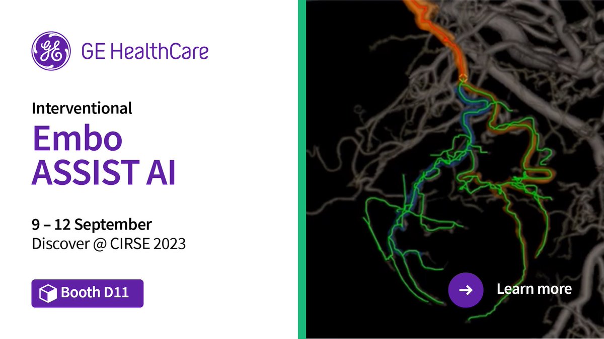 DKawood's tweet photo. Have you heard of the combination Artificial Intelligence and Augmented Imaging ? 🔍

Discover at #CIRSE 2023 EmboASSIST AI 

Meet us and let's discuss! 🗣

https://t.co/R8eqSOLvHW

#GEHealthCare #Interventionnal #Radiology #CBCT https://t.co/cEHYx8sLG0