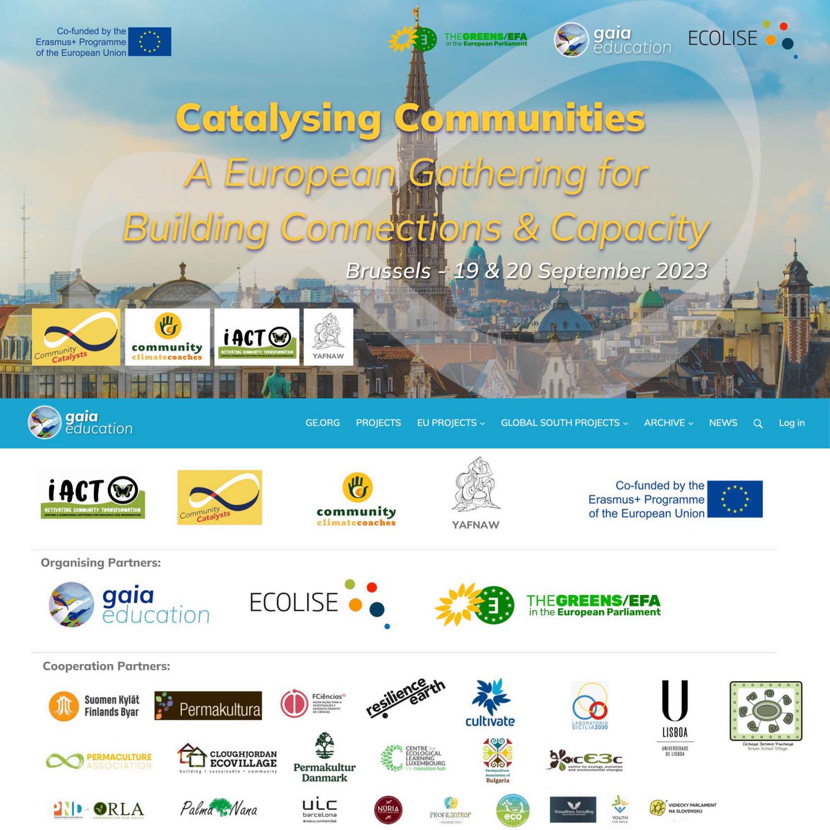 Are you a  practitioner or part of an initiative and organisation in Europe that is  catalysing the transition of local communities towards sustainable  &amp; regenerative futures?

Then join us this September for a unique international gathering in Brussels!
projects.gaiaeducation.uk/catalysing-com…