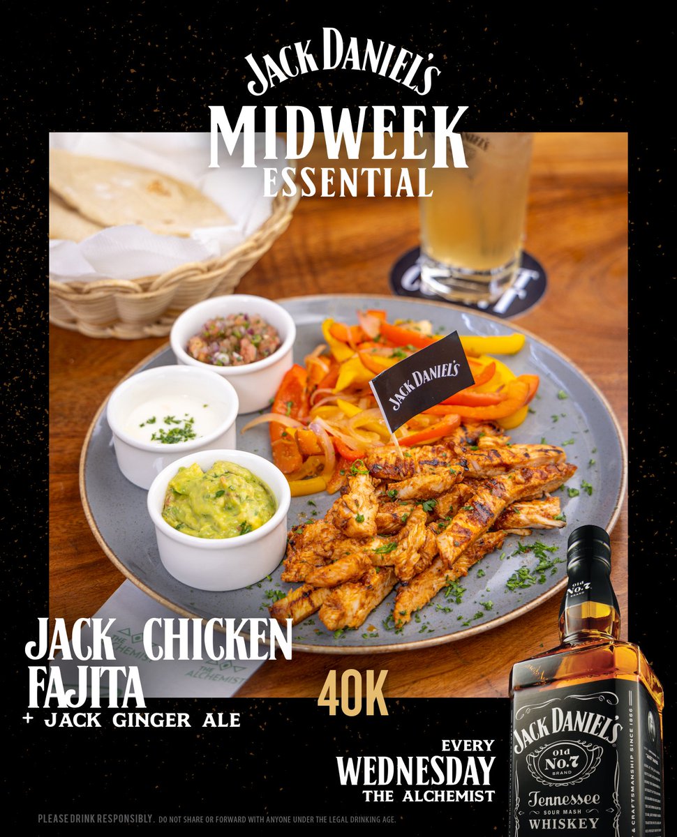 thealchemistkla's tweet photo. Rev up your week with our sizzling fresh #JDMidweekEssential menu!๐ Enjoy delicious cocktails, now with a dash of Jack Daniel's magic every Wednesday!๐ฅ
Happy Hour Buy 1 Get 1 Free 4pm-7pm https://t.co/VeK0xloPAl