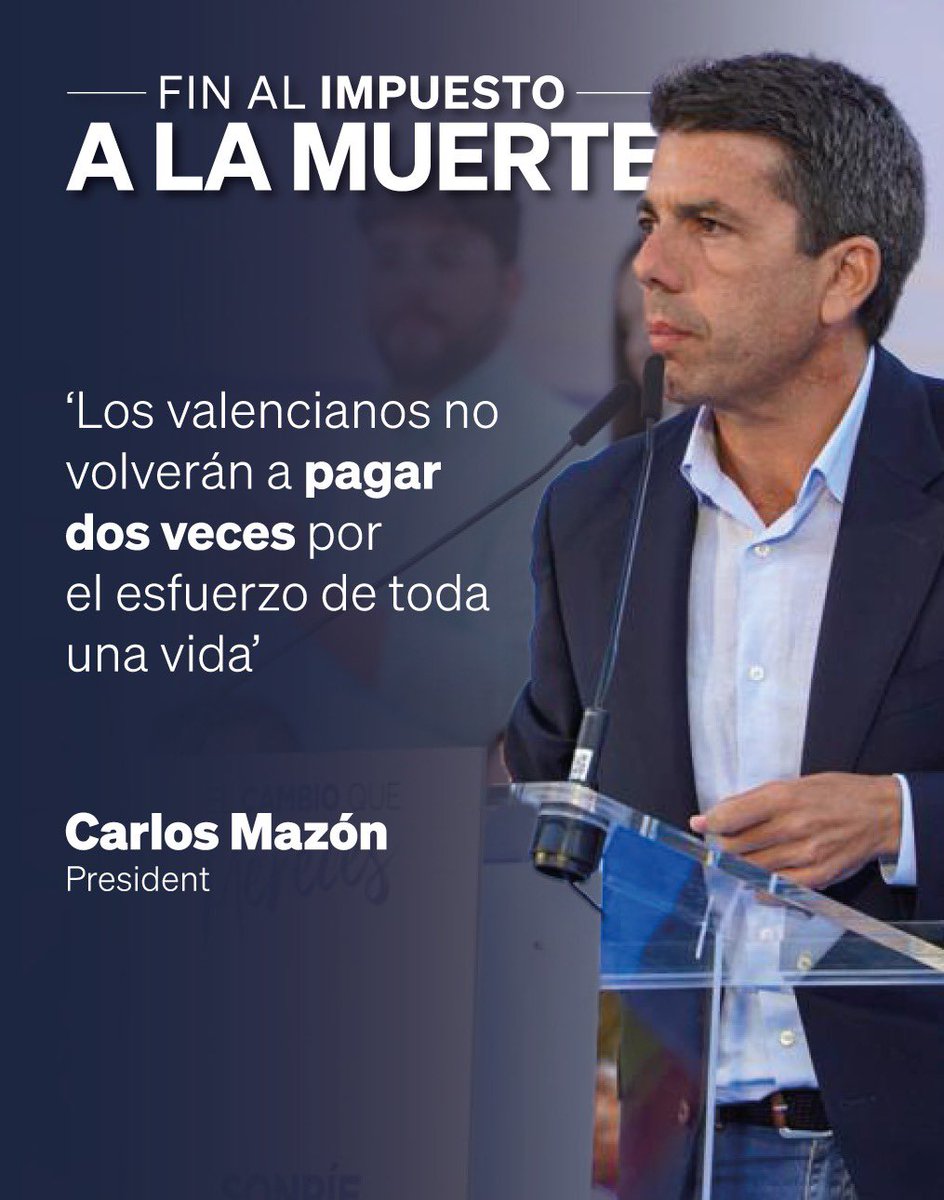 Fin al impuesto a la muerte. Se ha acabado para siempre el impuesto de sucesiones y el impuesto a la muerte en la Comunitat Valenciana. 
El cambio se cumple.