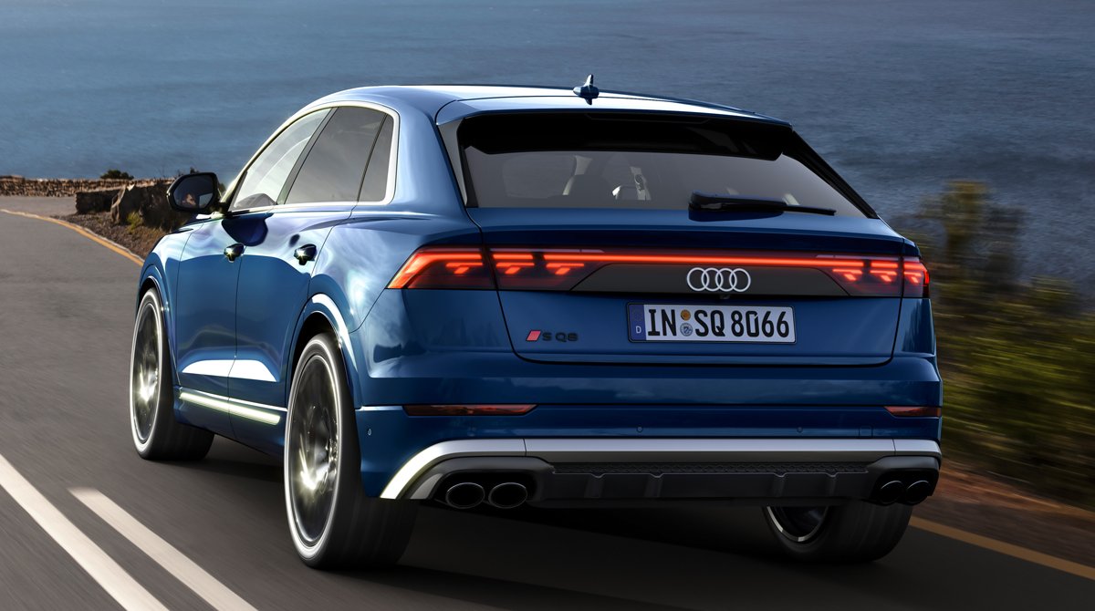 carwowuk's tweet photo. REVEALED: New Audi SQ8! 

🔥 Retains 4.0-litre twin-turbo V8!
🔥 500hp &amp; 770Nm!
🔥 0-60mph in 4.1 seconds!
🔥 Matrix LED headlights &amp; OLED tailights!
🔥£100,000+! 

So this, or a Porsche Cayenne Coupe GTS? VOTE below! https://t.co/DSZI1pcLoj
