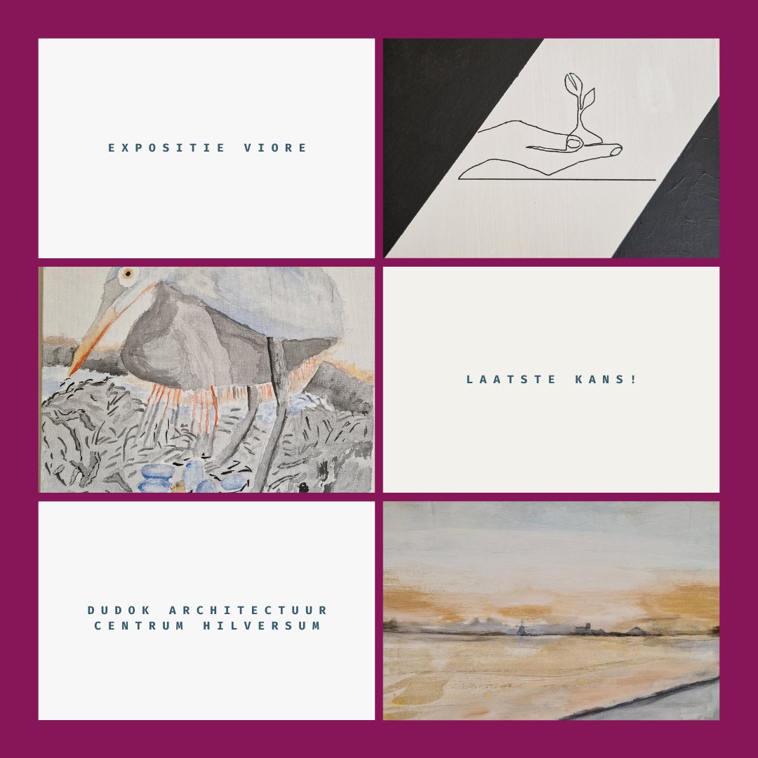 T/m aankomende donderdag kun je nog de expositie van Viore in het Dudok Architectuur centrum bezoeken. Hier worden de werken van onze bezoekers tentoongesteld, er zijn nog een aantal schilderijen te koop. Meer informatie: ap.lc/f9kXe