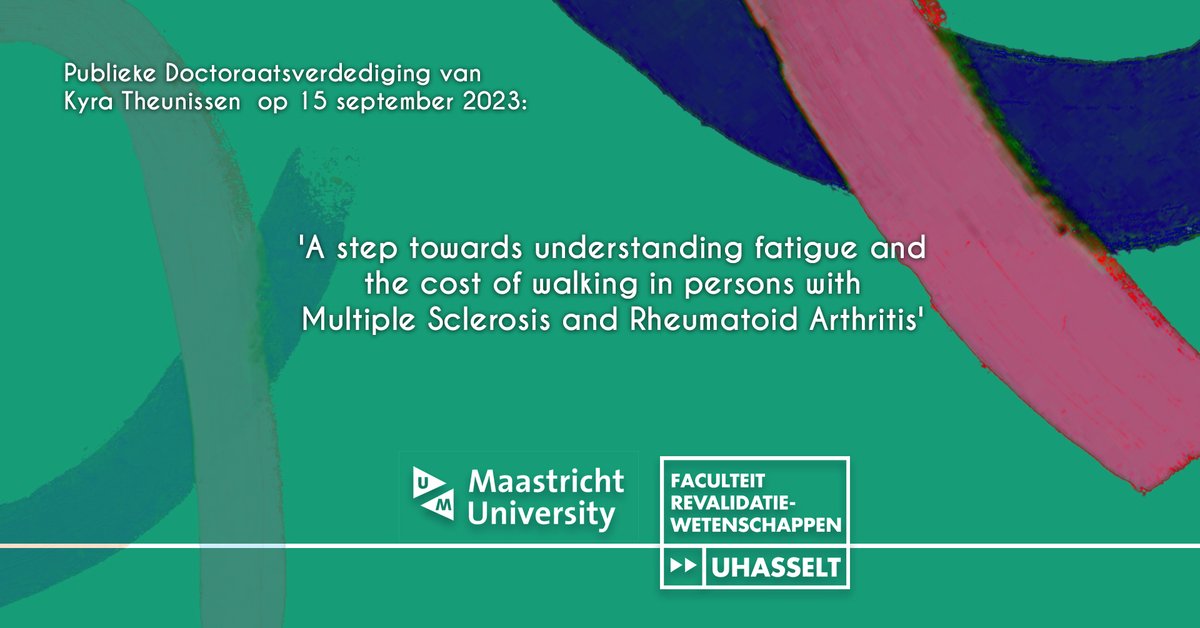 Faculteit Revalidatiewetenschappen (@fac_revalidatie) on Twitter photo Prof. dr. <a href="/peterfeys_/">Peter Feys</a> , dr. <a href="/kenneth_meijer/">Kenneth Meijer</a> (UM / MUMC), Prof. dr. Annelies Boonen (MUMC) nodigen uit voor de verdediging van Kyra Theunissen:'A step towards understanding fatigue & cost of walking in persons with Multiple Sclerosis & Rheumatoid Arthritis' shorturl.at/rBQST Prof. dr. <a href="/peterfeys_/">Peter Feys</a> , dr. <a href="/kenneth_meijer/">Kenneth Meijer</a> (UM / MUMC), Prof. dr. Annelies Boonen (MUMC) nodigen uit voor de verdediging van Kyra Theunissen:'A step towards understanding fatigue & cost of walking in persons with Multiple Sclerosis & Rheumatoid Arthritis' shorturl.at/rBQST