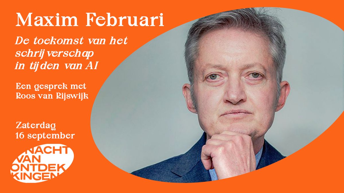 Wat gaan #ChatGPT en andere #AI betekenen voor #schrijvers?

Maxim Februari gaat erover in gesprek met Roos van Rijswijk in een Mini-collegetour tijdens de <a href="/N8vOntdekkingen/">Nacht van Ontdekkingen</a>.

Voor meer over de #NachtVanOntdekkingen <a href="/ubleiden/">UBLeiden</a> en tickets:
➡️edu.nl/jk3xx