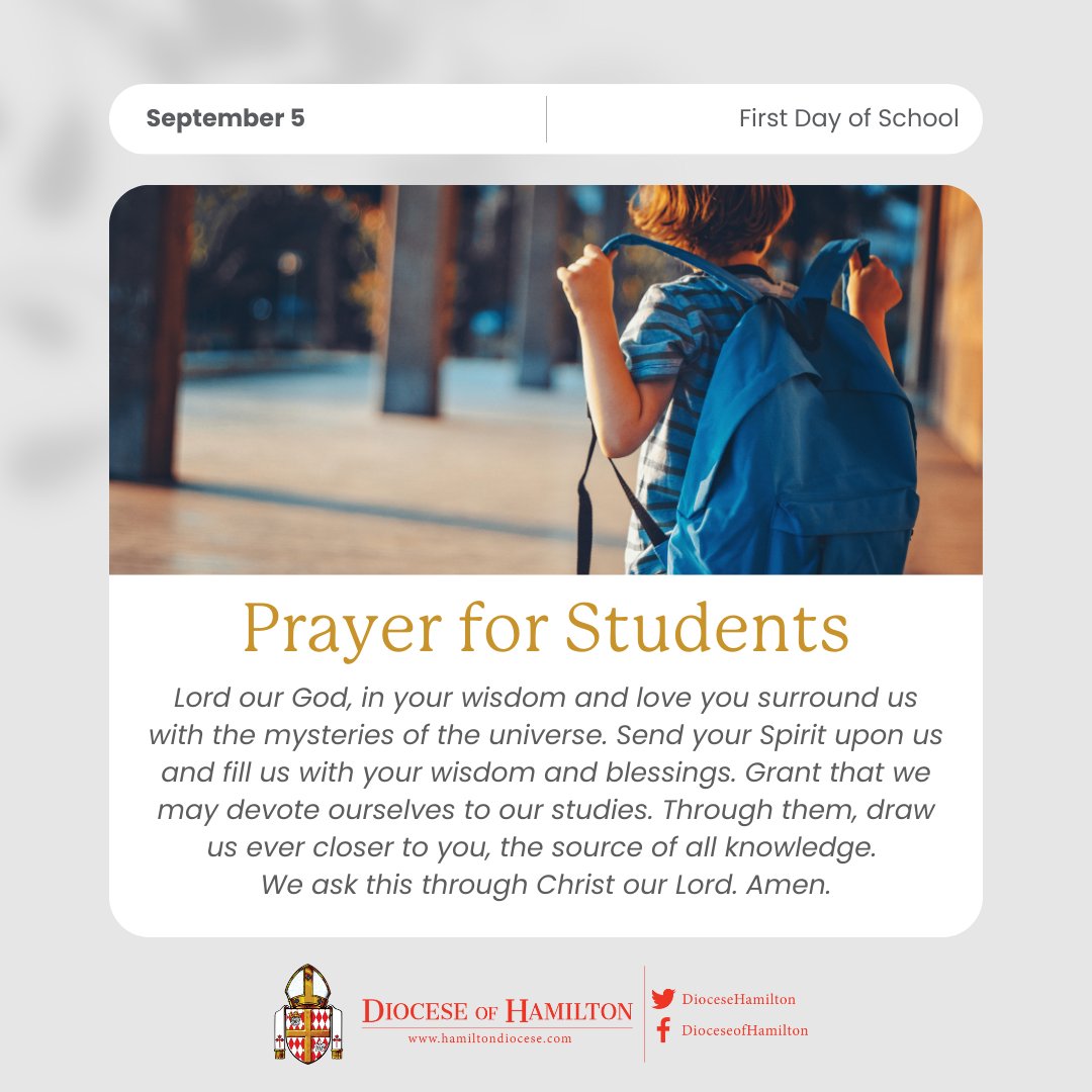 A prayer for the first day of the new school year! #BackToSchool
(Prayer courtesy of Catholic Sprouts)