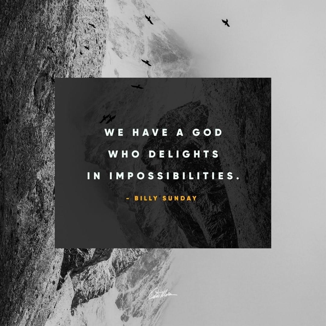 What a good reminder: our God defies reason!

#impossible #defy #dailyreminder #billysunday #godisgood #jesusicalling #godislove #jesuslovesyou #fosterlove #donmoen