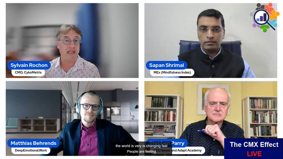 Listen to @SapanShrimal, Director @MEx_Mindfulness
, his perspectives on the role of #emotionalfitness, #wellness & #adaptability in a disruptive world.  Thank you @SylvainRochon & @cykometrix .  With Stephen Parry and Matthias Behrends 

#CMXEffectPanel

bit.ly/47SpV3V
