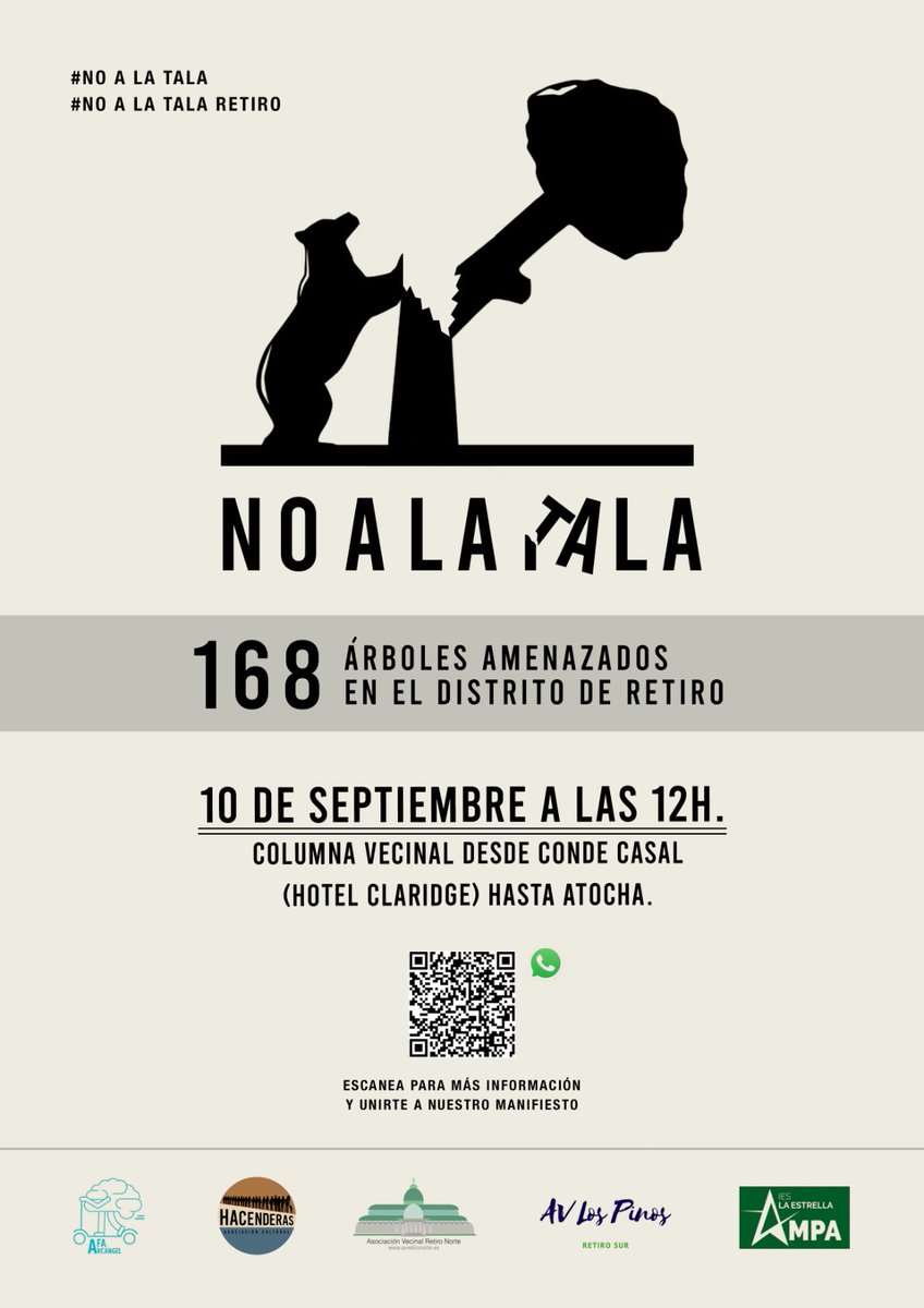 AVRetiroNorte's tweet photo. Este domingo a las 12 haremos una ruta vecinal desde Conde de Casal por las talas salvajes previstas por la línea 11 en distrito Retiro . 
Ya que es imposible reunirse con la concejal  de @JMDretiro   y @PP_Retiro y buscar soluciones, salimos a la calle @AlmeidaPP_  @IdiazAyuso https://t.co/sPWou23nGV