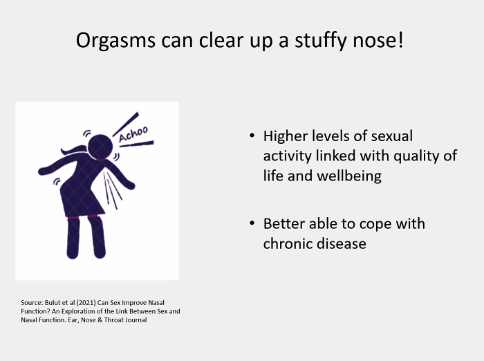 Defying #ageist stereotypes, @DrSharronH speaking on the #SexualRights of #OlderAdults - including that orgasms can clear up a stuffy nose 🤧, sexual activity improves #QoL and #wellbeing and exploring different types of #intimacy in #LaterLife @flourishlives