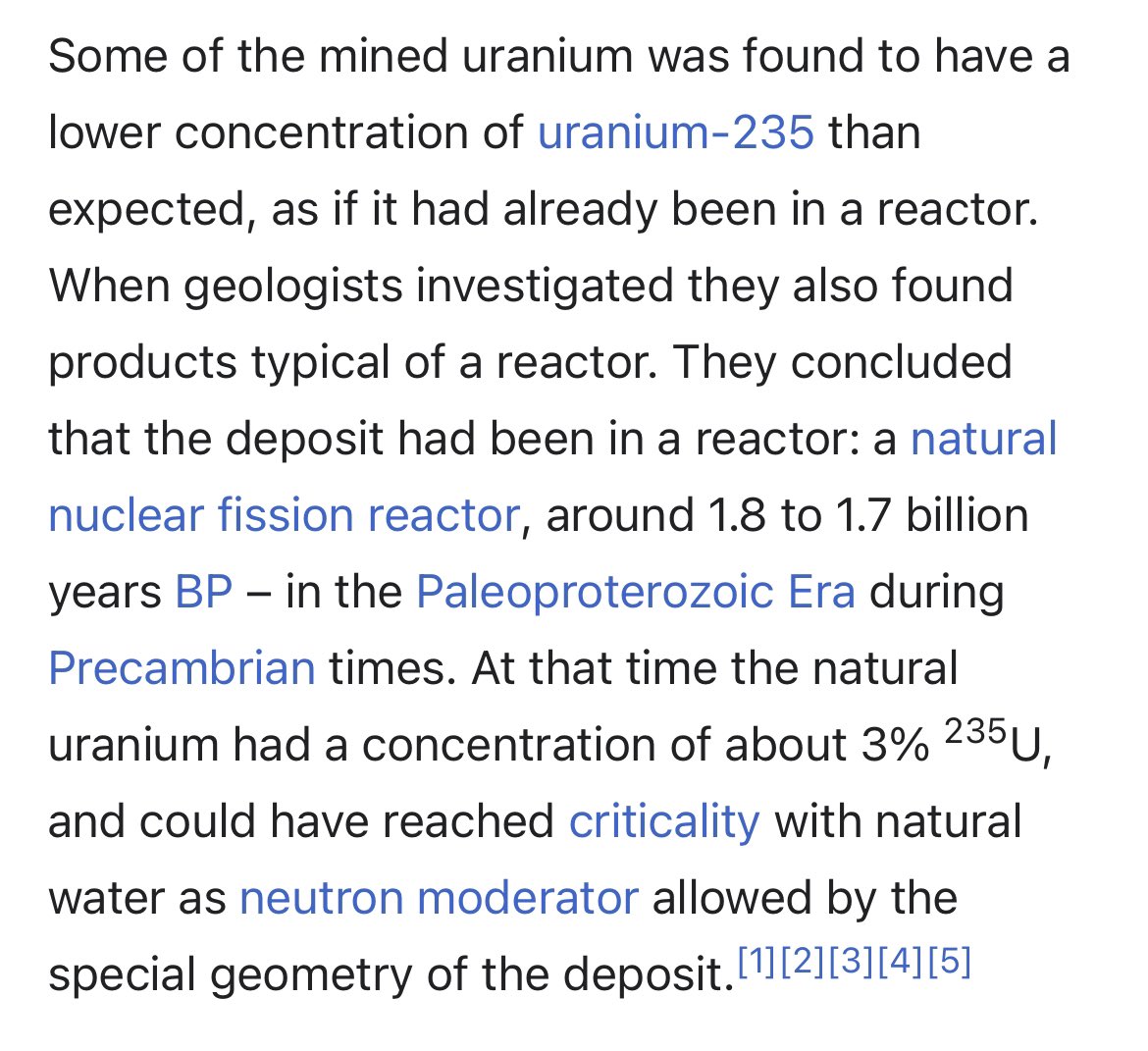 Wild that nuclear reactors can and have formed naturally