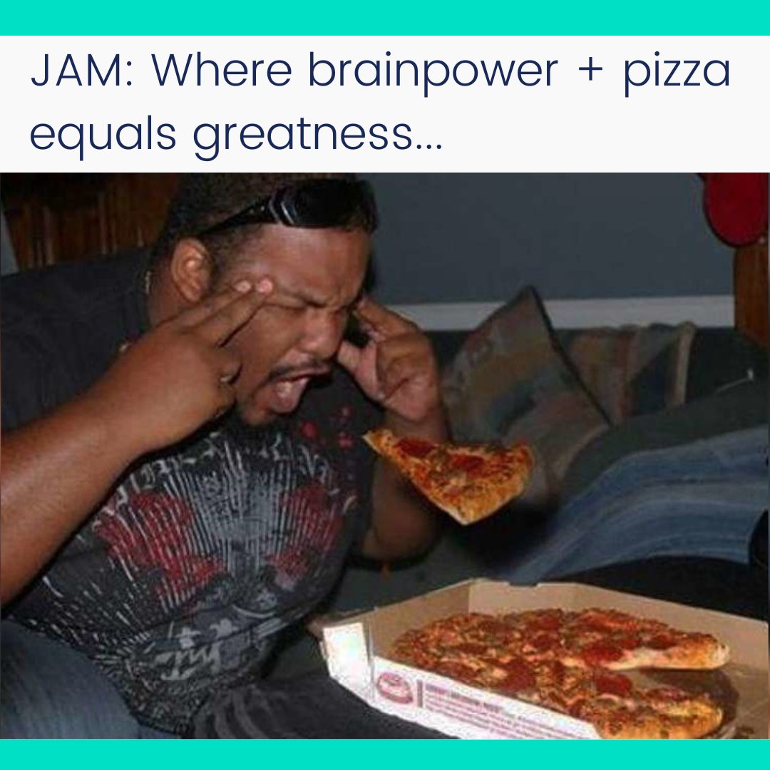 Happening TODAY! Celebrate #NationalCheesePizzaDay with a round of Pizza Party Trivia! 🍕🍕🍕 

➡REGISTER HERE: tiny.cc/7yhavz

(A mid-day play break is the best way to connect with your teammates!)

#VirtualEvent #PizzaPartyTrivia  #FreeEvent #TeamBuilding #LetsJAM