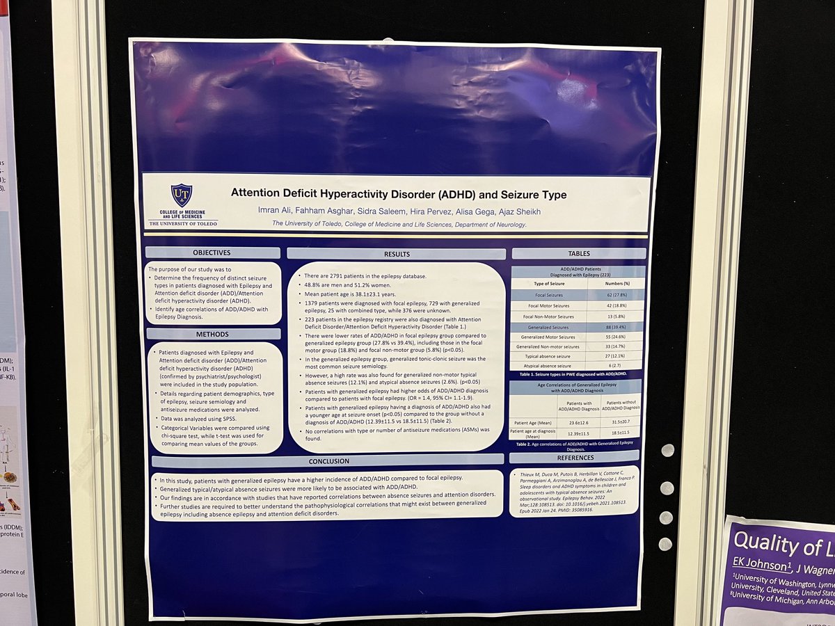 UToledoNeurolo1's tweet photo. #IEC - ⁦@fahhamasghar⁩ ⁦@UToledoNeurolo1⁩ 

ADD/Epilepsy connections at IEC 2023 in Dublin, IE- UT data https://t.co/CRzdUSA0Tm