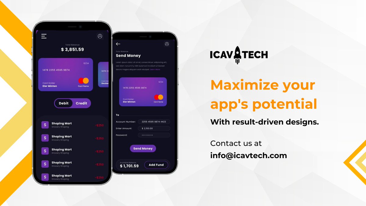 IcavTech's tweet photo. We create user-centric and delightful custom applications that resonate with your target audience. Let us bring your app idea to life and make an impact in the digital space.

Contact us today➡ info@icavtech.com 📩
 
#AppDesign #AppDevelopment #Innovation  #ICAVservices #app https://t.co/Cwutx5P9U3