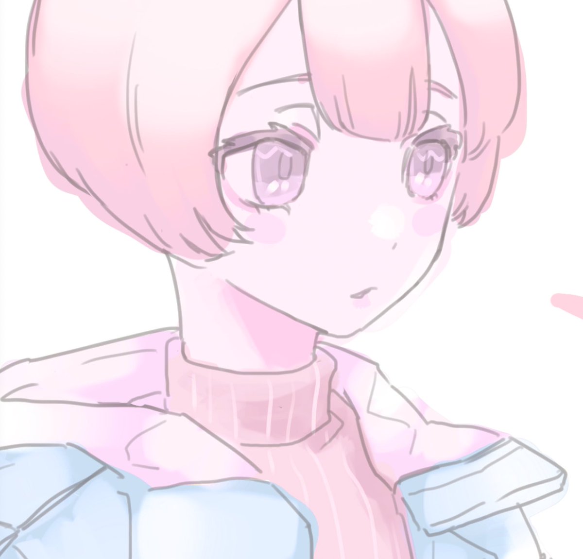 1girl solo pink hair short hair blue jacket jacket white background  illustration images