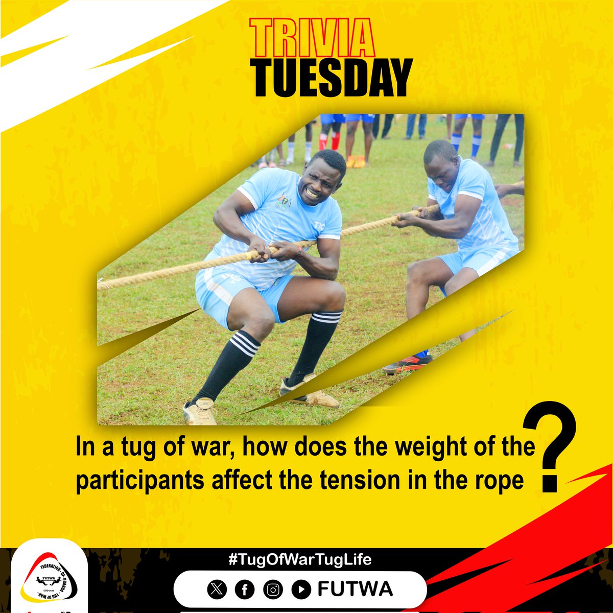 #TriviaTuesdays
(a) It incereases tension in a rope
(b) It reduces tension in a rope 
(c) it has no effect on the tension
(d) It makes the tension unstable