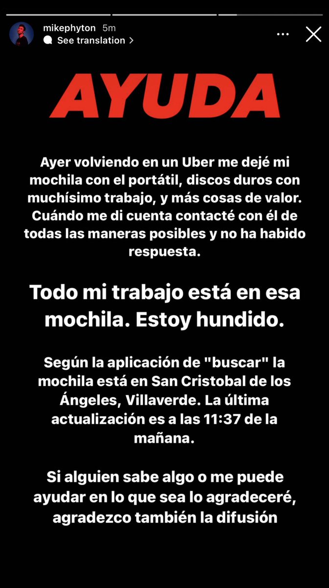 h4urie's tweet photo. DIFUNDID PORFAVOR 🙏🏻 @mikipico8 ha perdido una mochila con muchísimas cosas de valor (entre ellas un ordenador con todo su trabajo dentro) en un taxi en Madrid. Si alguien conoce a alguien que se la haya encontrado o vive cerca de la ubi del mac que contacte con nosotros porfavor https://t.co/hiMJObf0ek