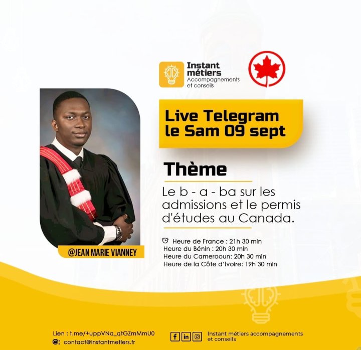 ÉTUDIÉ AU CANADA EN 2024
 Venez en apprendre plus sur la procédure pour étudier au Canada

Lien du live 👇
tally.so/r/w2aV6L

#canada #procedurecanadienne #etudes #Immigration