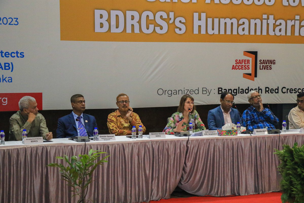 ICRC_bd's tweet photo. Together with the @BDRCS1, we have organized a roundtable dialogue on safer access in Dhaka with the concerned stakeholders.  This roundtable dialogue helps identify barriers and increase the safe accessibility of BDRCS staff and volunteers in humanitarian activities. https://t.co/ICqw9AD3nX