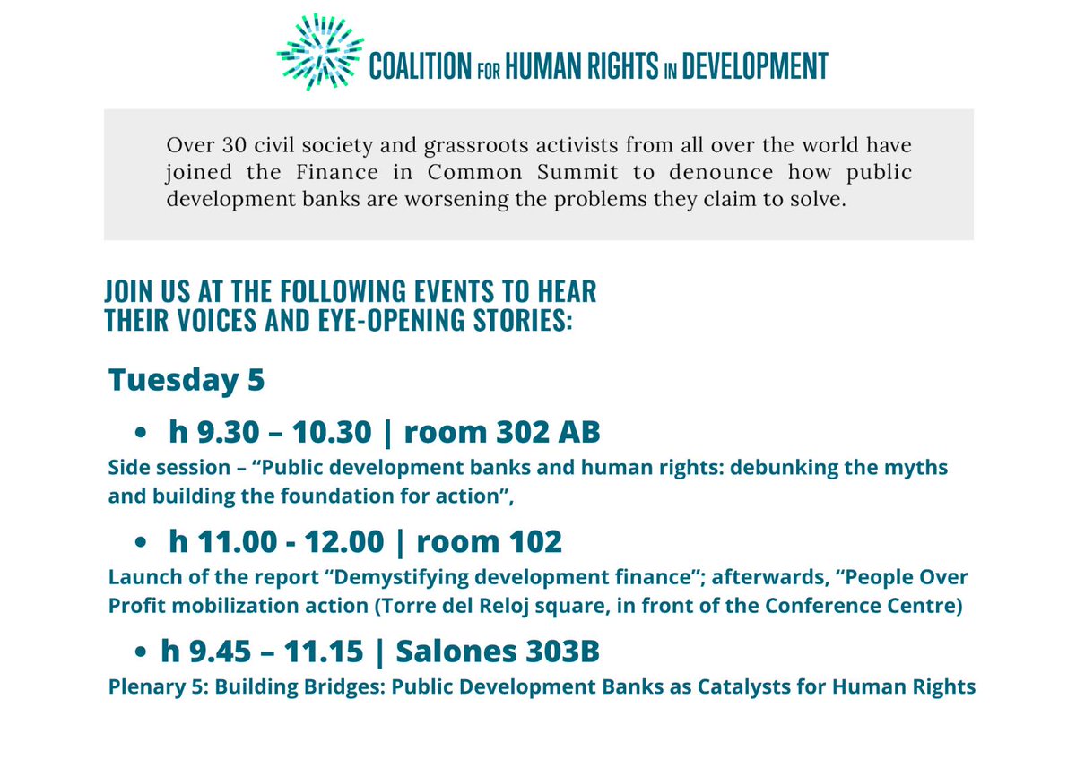 RightsinDevt's tweet photo. Reminder for today and tomorrow, hear voices and eye-opening stories https://t.co/U0DkhYxKNe #RightsinCommon #FinanceInCommon2023 https://t.co/cp4yleqvr0