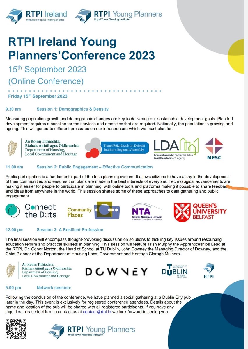 We're looking forward to speaking at the @RTPIIreland Young Planners Conference next week, sharing some of our knowledge on public participation in the planning system! 

Anyone can register to attend at eventbrite.com/e/rtpi-ireland…